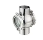 Aohoy Stainless Steel SS304 SS316L Food Grade sanitary Four Way Cross Double Glass Observation Sight Glass