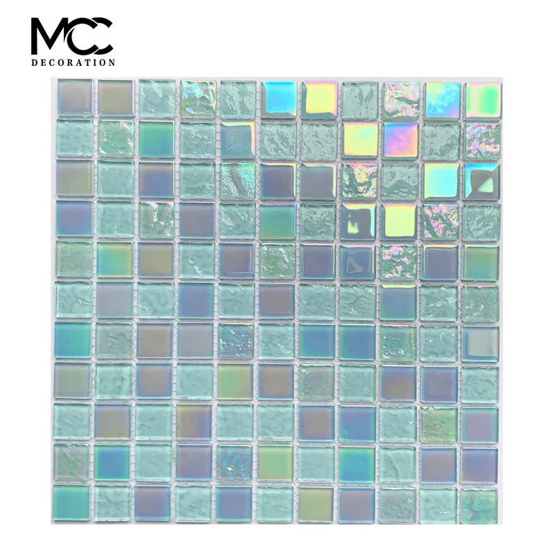 Luxury White Glass Mosaic Tile Modern Design Square Pattern for Bathroom Outdoor Living Room Background Walls for Luxury Style