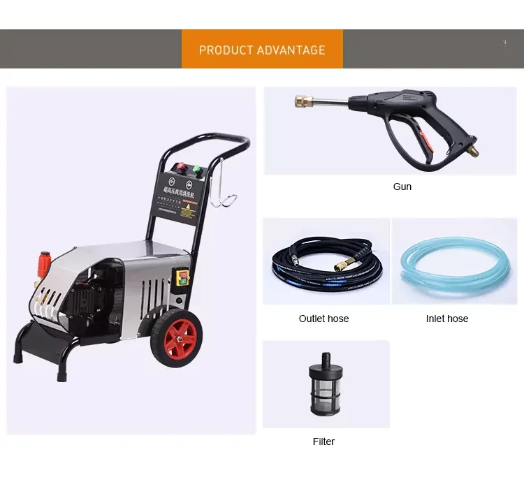 2KW Commercial Car Washing Machines High Pressure Washer Driveway Attachment Industrial Car Washing Equipment 40 220V Wash Pump