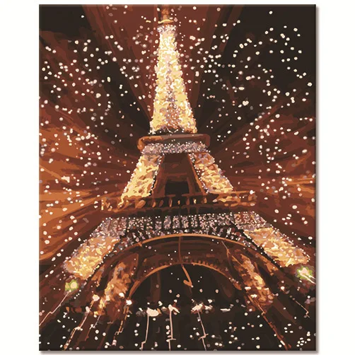 France Paris eiffel tower decorations for home luxury wall arts hand painted oil art building painting by numbers