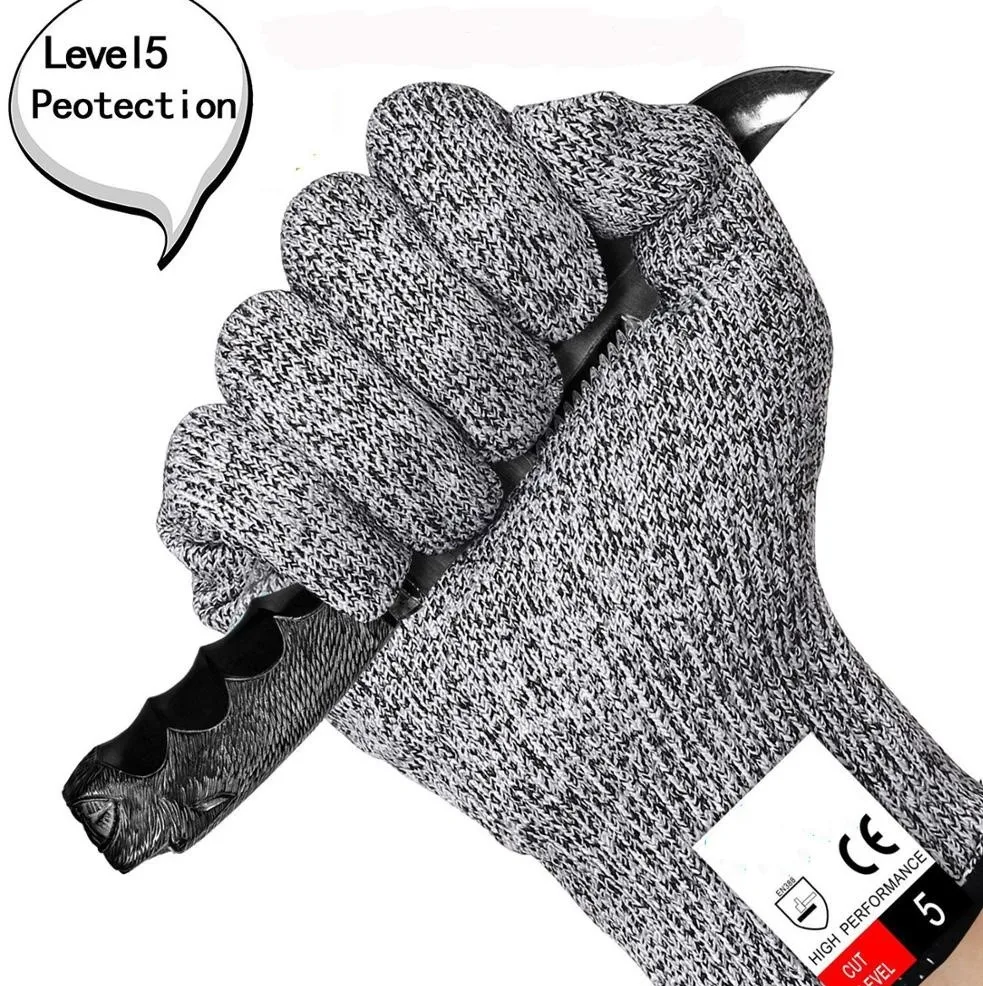 CE EN388 4544 Level 5 Cheap 13G HPPE Safety Kitchen Anti Cut Resistant Glove