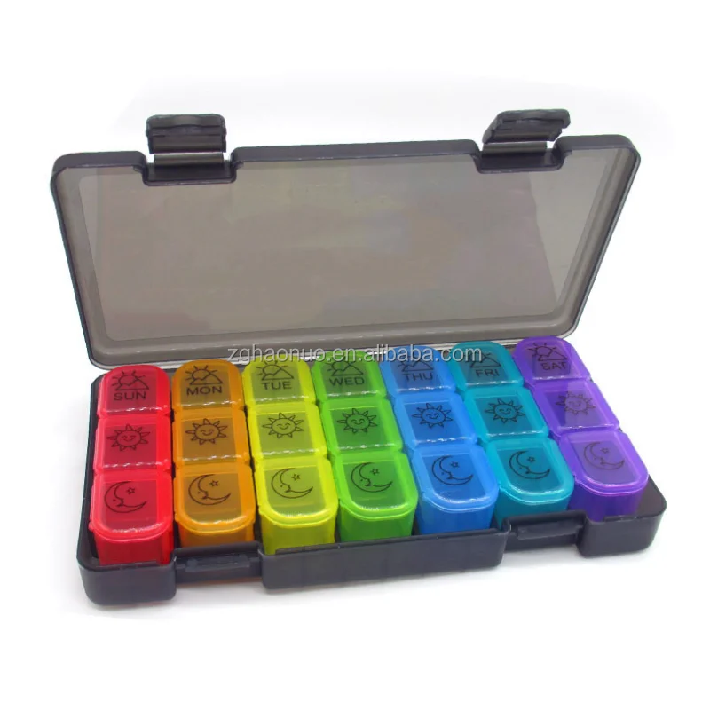 high quality 7 days pill box 21 grid  pill organizer Large-capacity portable medicine storage box PP plastic pill case