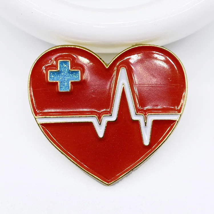 Heart enamel pin red nurse medical custom soft enamel pins