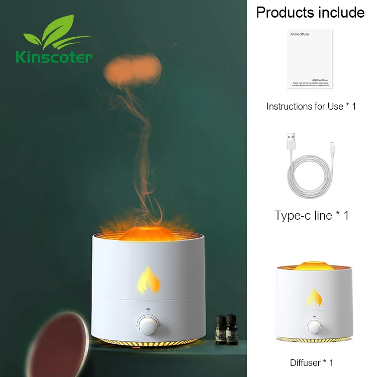 Jellyfish Cigarette Humidifier 320ml Flame And Jellyfish 2 Mist Mode Electric Aromatherapy Essential Oil Diffuser