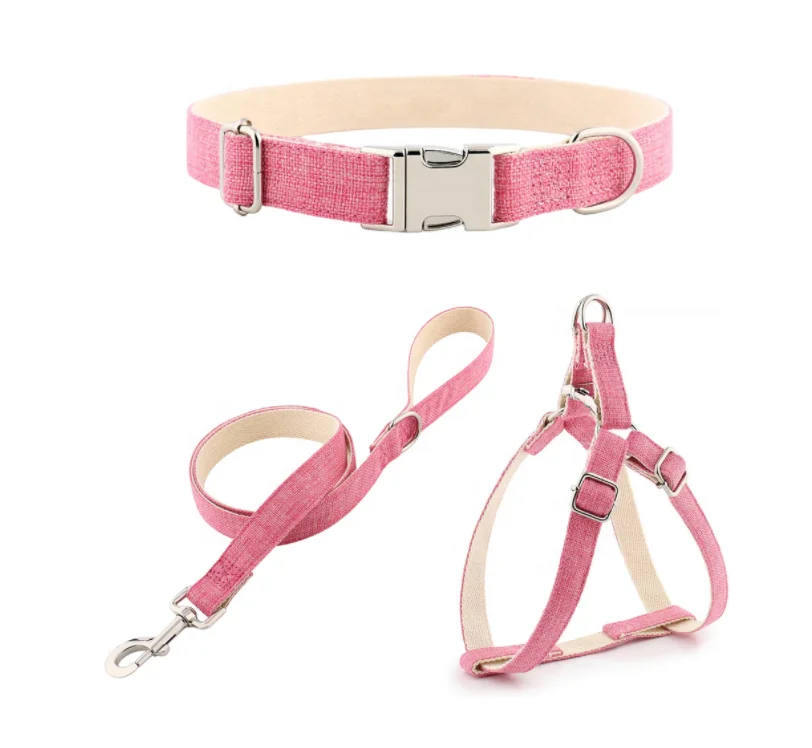 Pet Master Plain Color Eco-friendly Organic Hemp Pet Leash Dog Collar Leash Set Hemp Dog Lead With Matching Leash And Harness