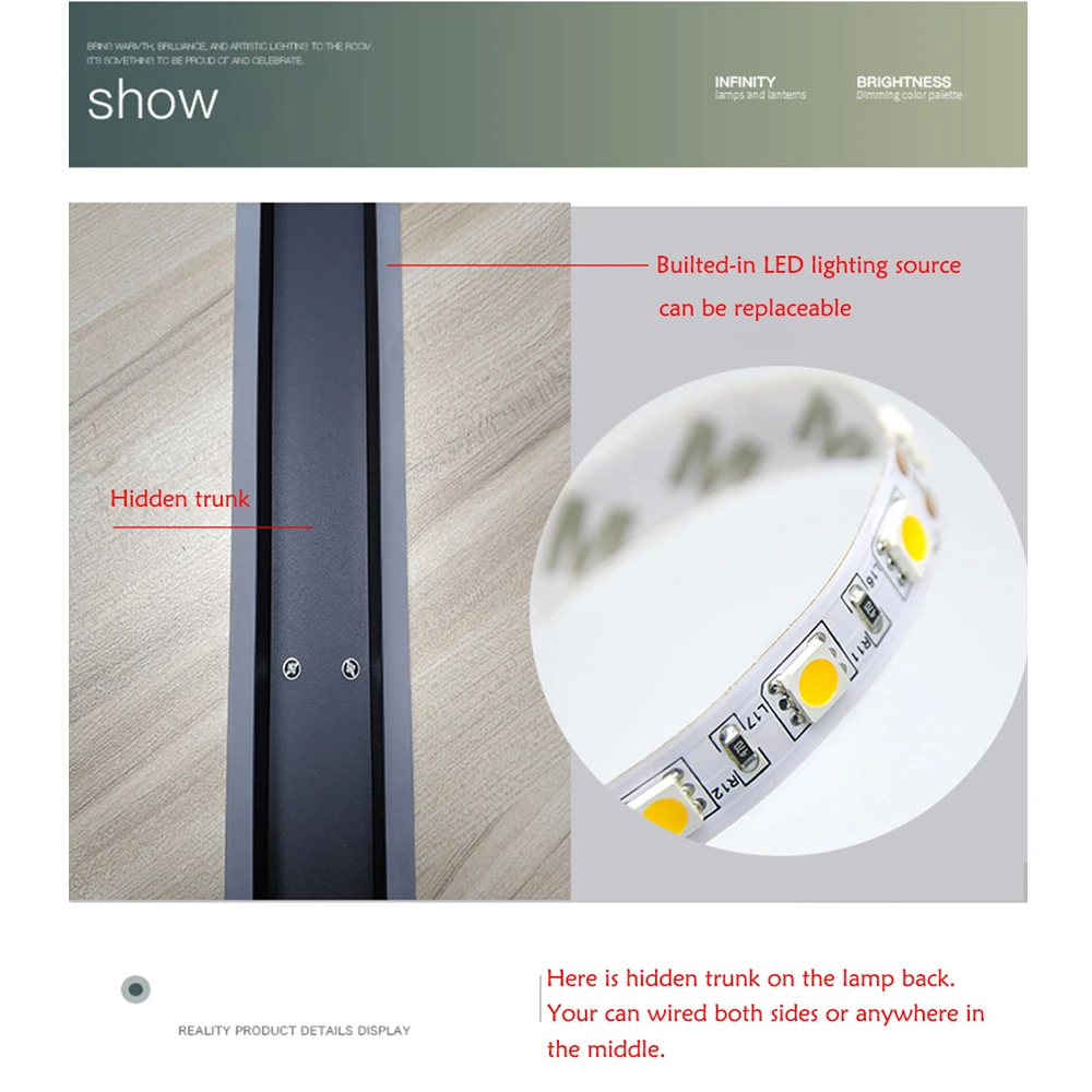 110V 220V Modern Outdoor Exterior Linear Strip Wall Lamp 3000K Warm White Garden Sconce Long LED Wall Light