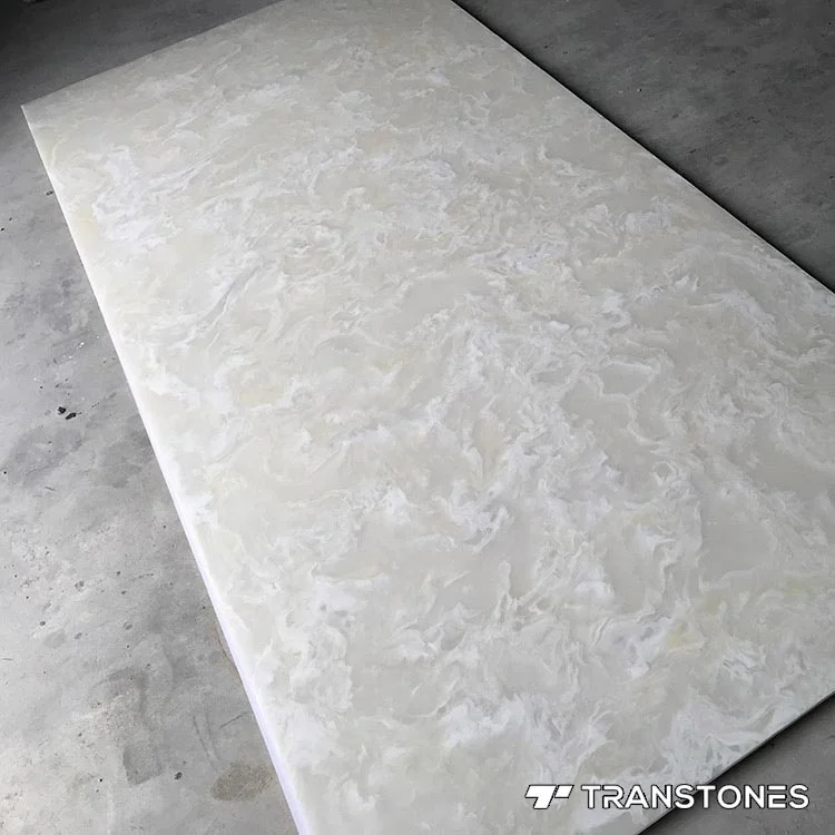 Big Slab Building Material Popular Translucent Backlit Artificial Onyx Panel for Reception Desk