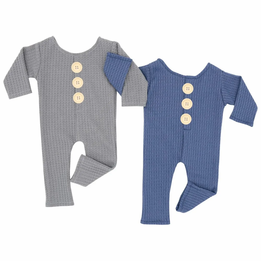 Hot Infant Baby Photo Shoot Waffle Cotton Knit Rompers Outfits Costume Newborn Photography Props Jumpduit Clothing