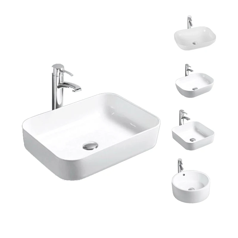 Rectangle Vessel Sink High Grade Hotel White Ceramic Porcelain Bathroom Counter Top Art Basin Washroom Muslim Wash Basin Sinks