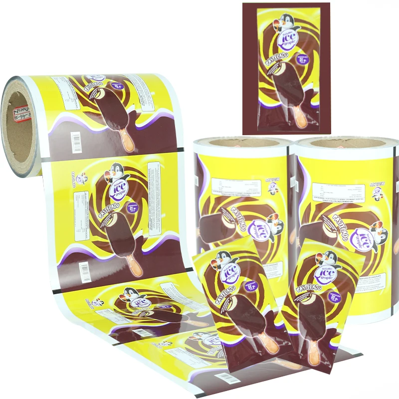 Factory Price Aluminum Packaging Film Roll Food Grade Ice Cream Lolly Stick Bar Pop Moulds Stackable Plastic Packaging Film Roll