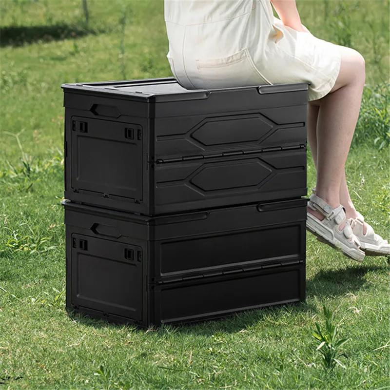 Wholesale Portable Storage Box Folding Organizer Plastic Camping Storage Basket with Lid