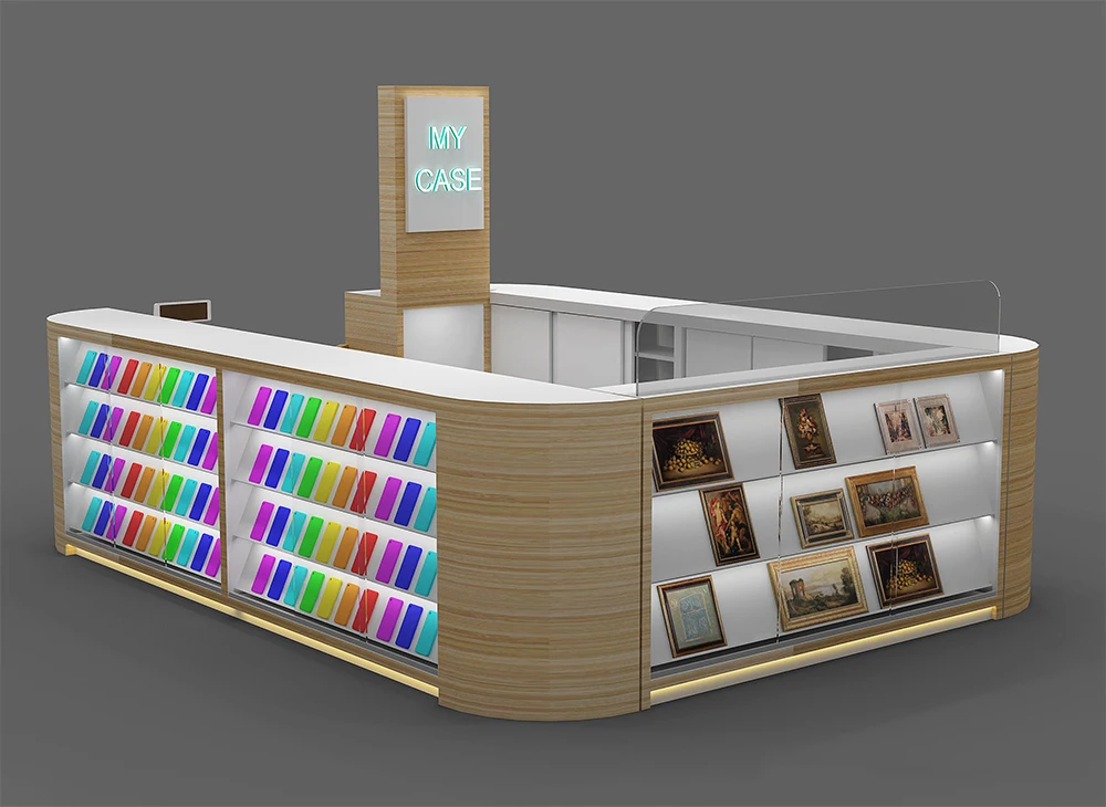 Modern Lighting Decorative Design Counter Showcase Shopping Mall Cellphone Kiosk Mobile Phone Shop Interior Design