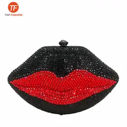 Diamond studded Pattern Clutch Crystal Party Bag Red Lip Wedding Purse Clutches Women Evening Bag