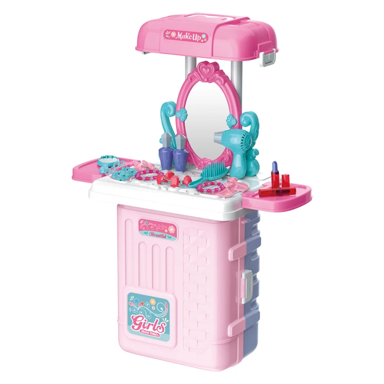 New Item  3 in 1 Vanity  Toys Dressing Set  Schoolbag  Dress Game Play Dressing Table Toys Girls Kit Beauty Makeup Toys