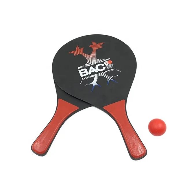 Custom Brand Wooden Beach Ball Paddle For Kid Beach Game Wholesale Set Beach Tennis Racket