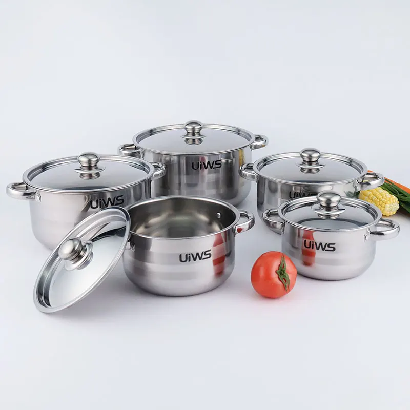 10pcs Cooking pot set stainless steel cookware set kitchen soup pot set