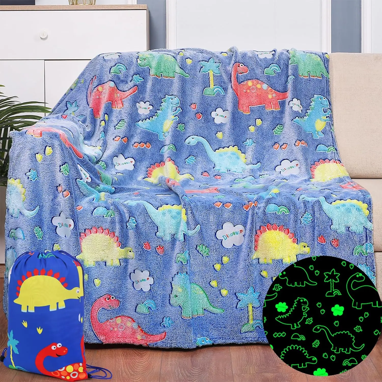 factory directly sell  Luminous Fleece Toddler blanket glow in the dark blanket for Kids Birthday Christmas