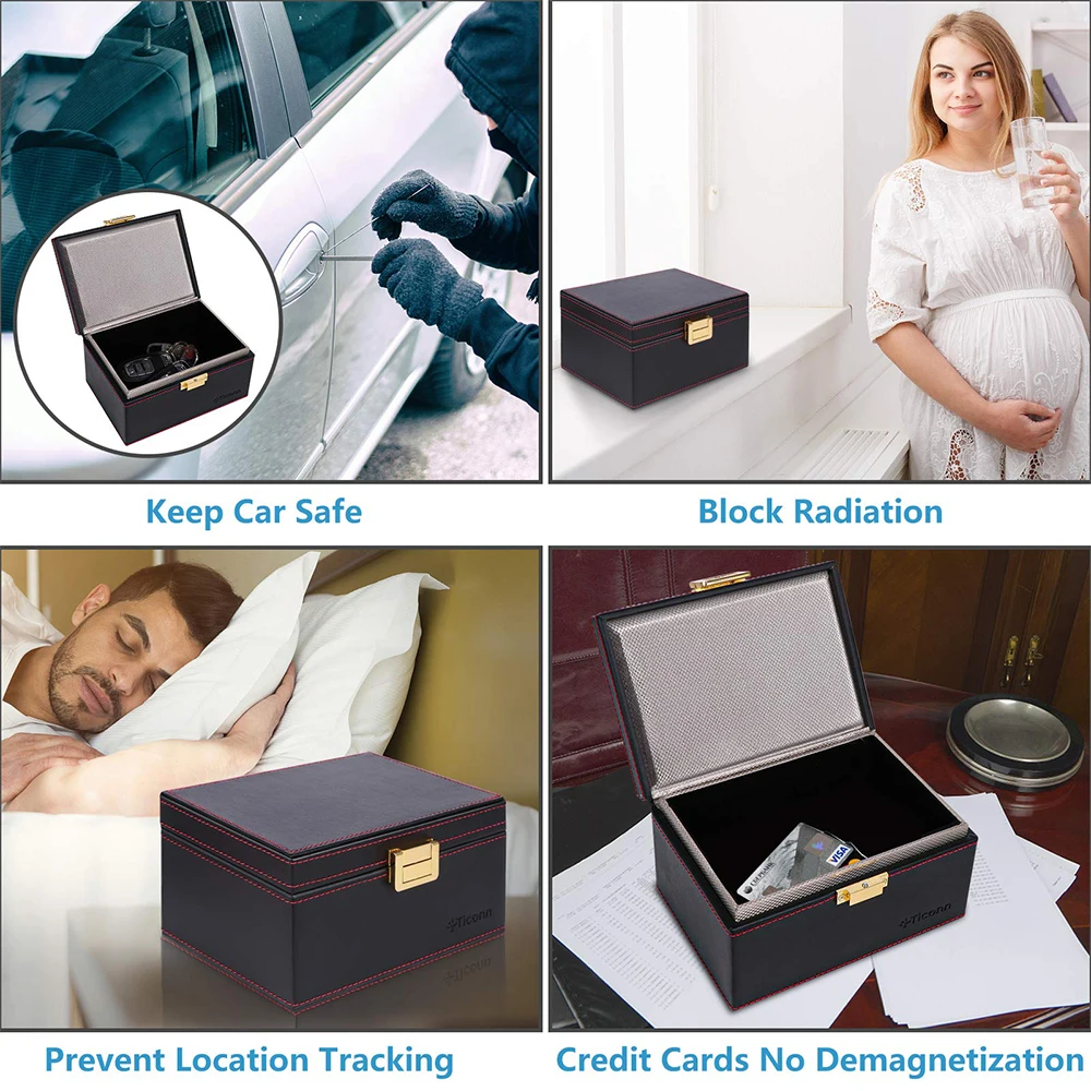 Коробка Faraday с сумочкой бесключевой доступ безопасный протектор для автомобильного ключа противокражная блокирующая клетка RFID