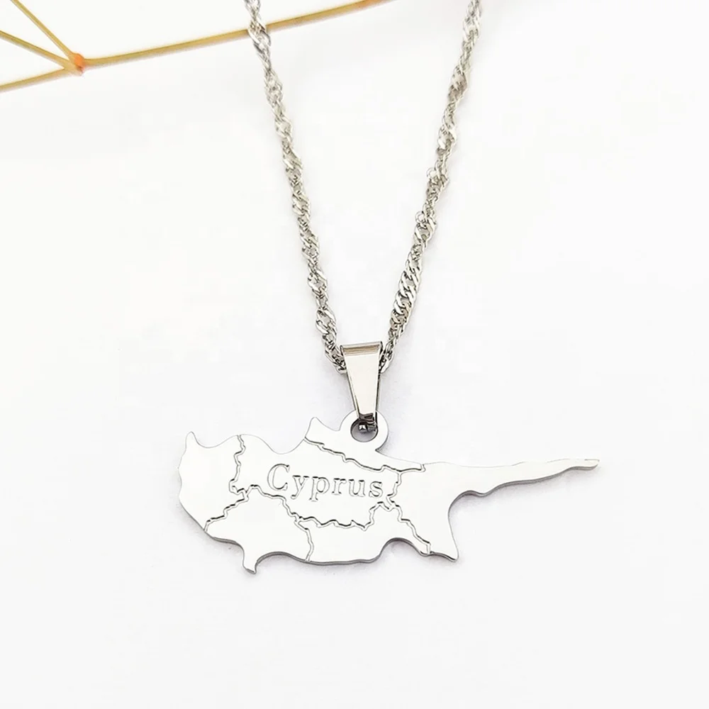 Кипр Карта Ожерелье комплект ювелирных изделий из нержавеющей стали карта колье с подвеской 18k золотые ювелирные изделия Bijoux (украшения своими руками) Acier нержавеющая сталь Joyas