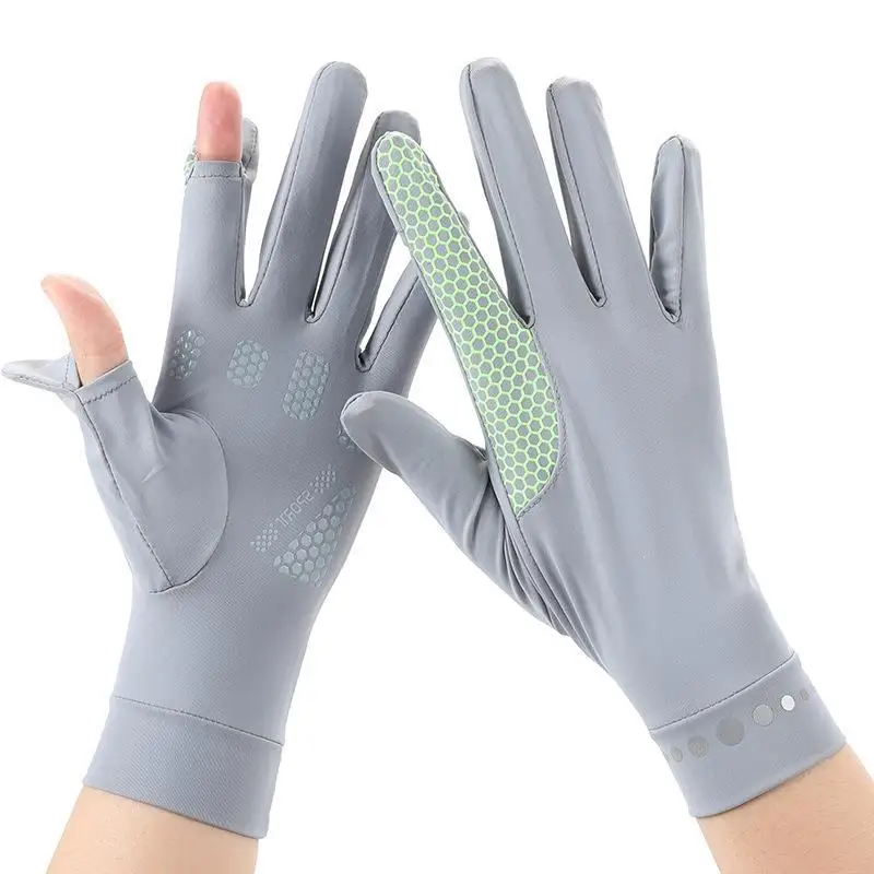 Hot Sale Sunscreen Fast Dry Breathable Driving summer Cycling Gloves Of  Two Fingers Ice Silk Winter Gloves