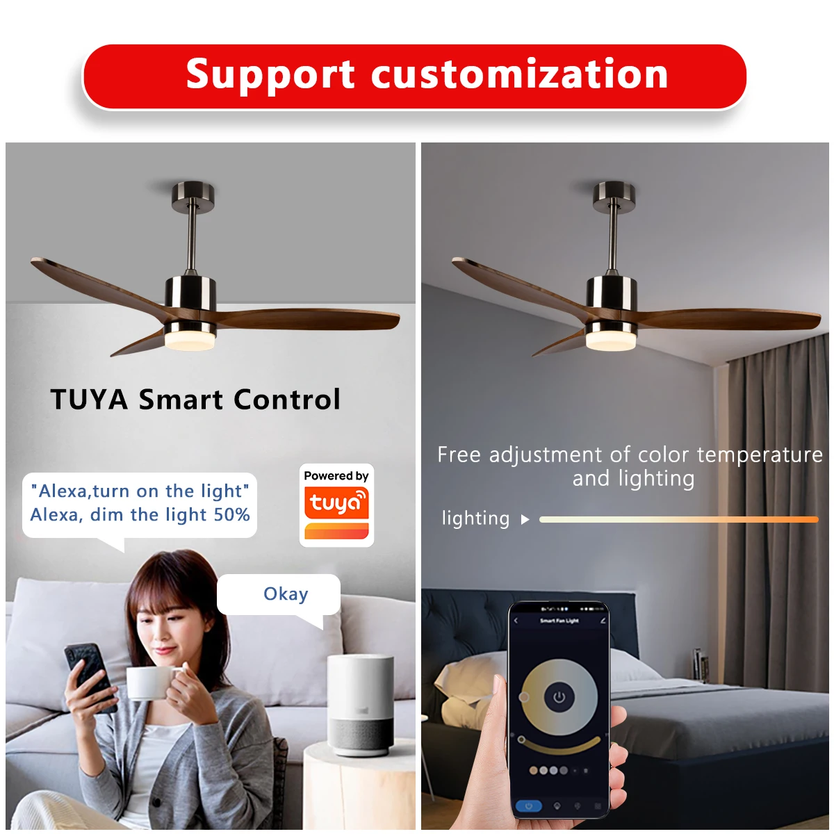 Modern DC Motor 6-Speeds Living Room Intelligent Remote Control Roof Fan Lamp Chandelier Ceiling Fan With Led Light