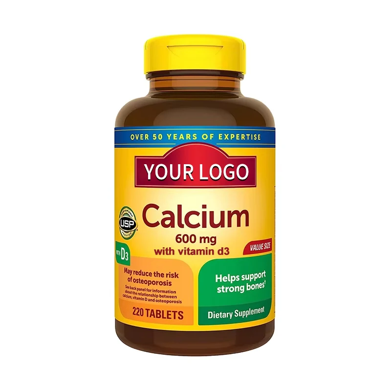OEM Branded calcium tablets with Vitamin D3 Bone Support pills Supplement Calcium Vitamin d3 calrate 600 d3 Vitamin d supplement