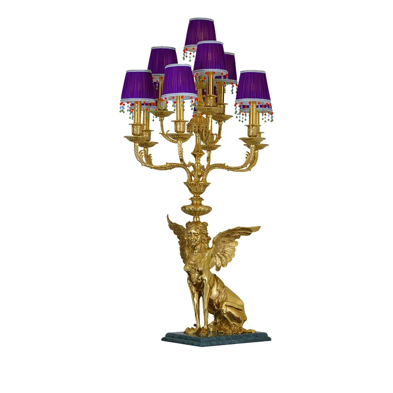 French all copper desk lamp bedroom bedside lamp tassel bead curtain palace decorative table lamp