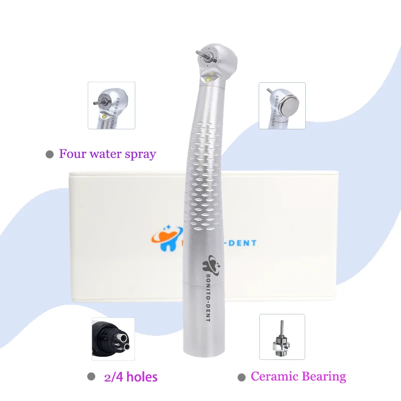 W-H Silver Dental Handpiece with 4 Sprays and Illuminating Function for Precise Operation