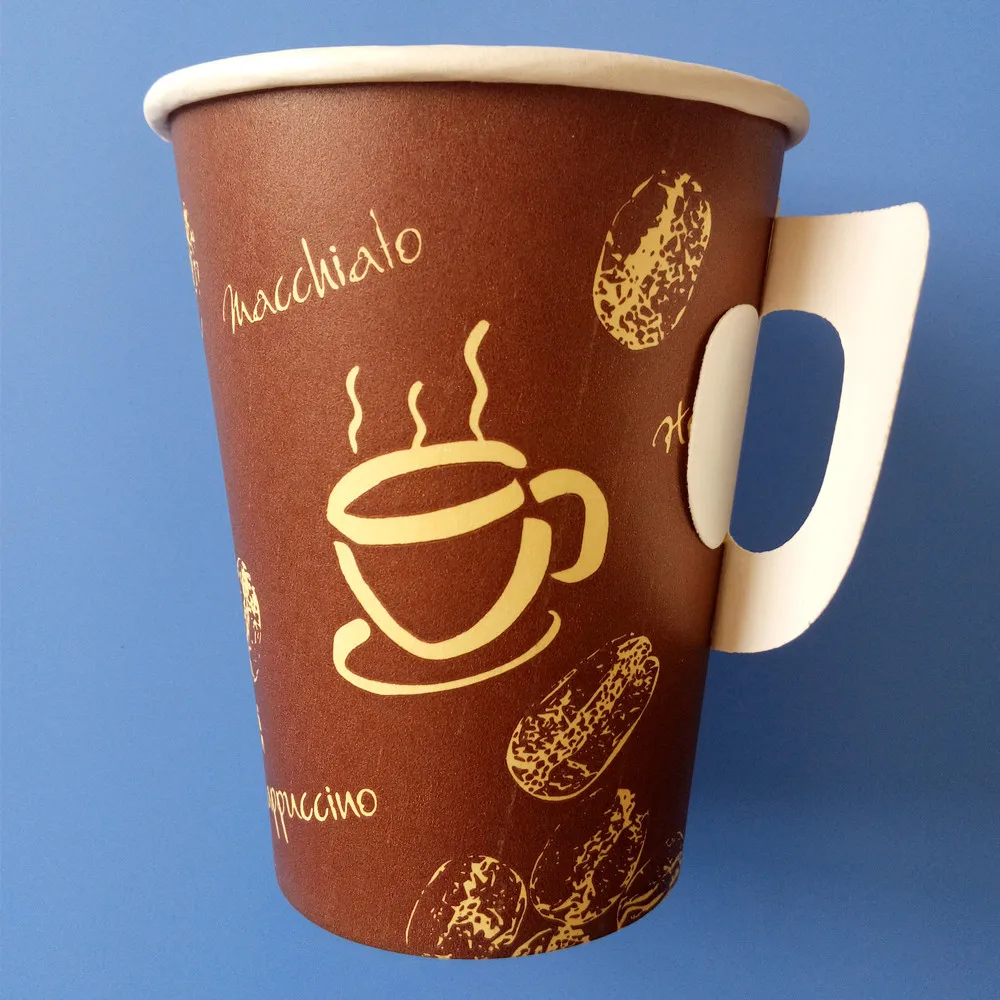 nvironmentally Friendly Flexo Printing Safe And Healthy Tea Disposable Coffee Paper Cup 7 Oz With Handle