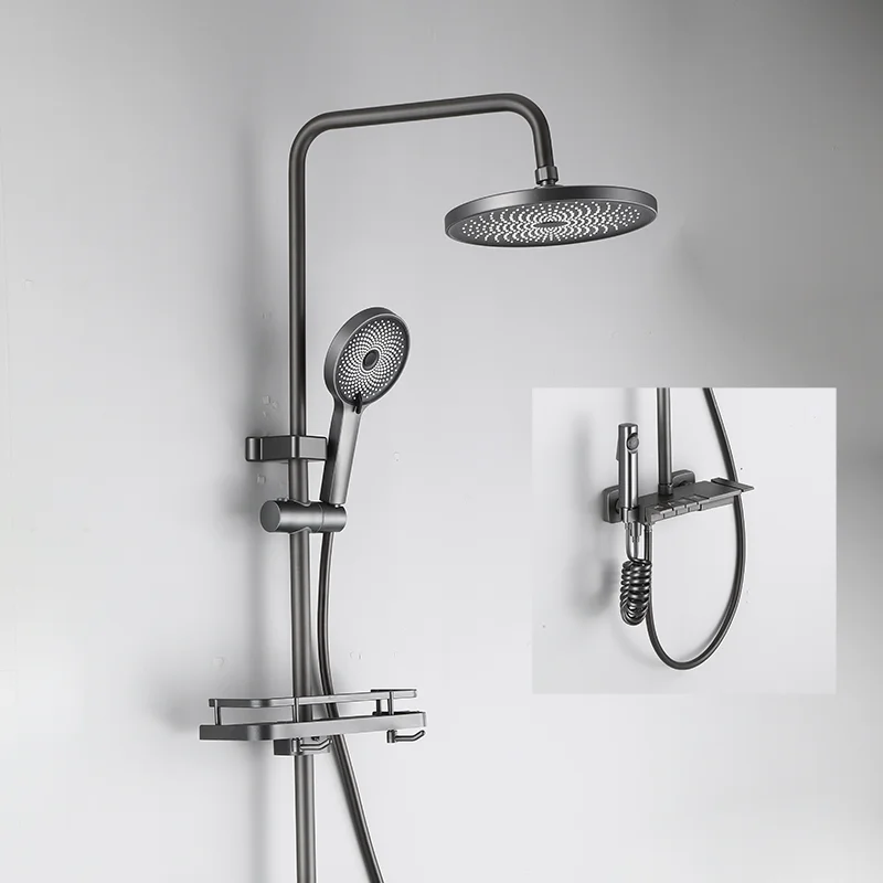 Gun Grey Key Shower Set Bathroom Thermostatic Shower Head Shower