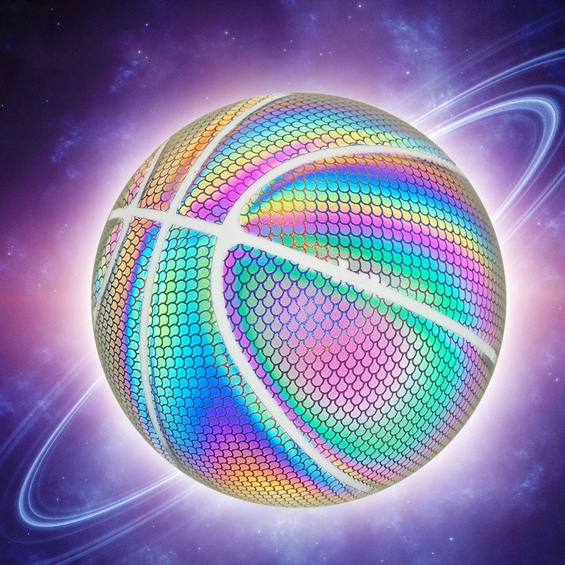Official Size and Weight Holographic Reflective Basketball Flash Glowing Luminous Bright Basket Balls