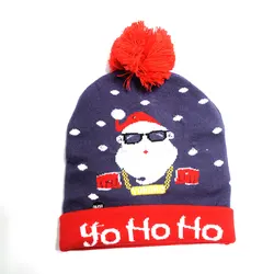 Christmas Outdoor Decorations Supplies Novelty Lighting Light Up Hat Beanie Thick Plush Knitted Glowing Led Long Hats