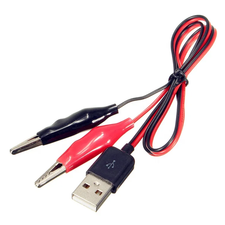 Wholesale price 60cm Alligator Test Clips to USB Male Connector Power Adapter Wire