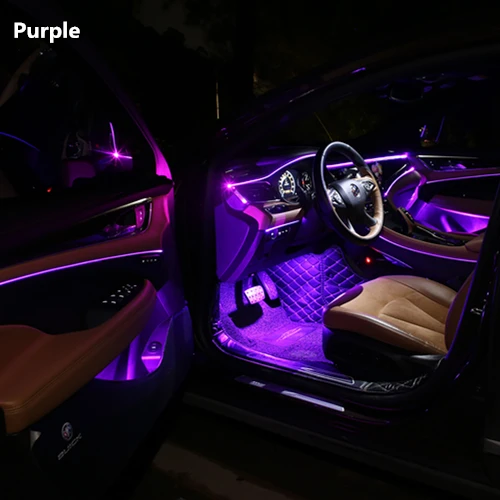 Car Atmosphere Lights EL Neon Wire Strip Light RGB Multiple Modes App Sound Control Auto Interior Decorative Ambient Neon Lamp