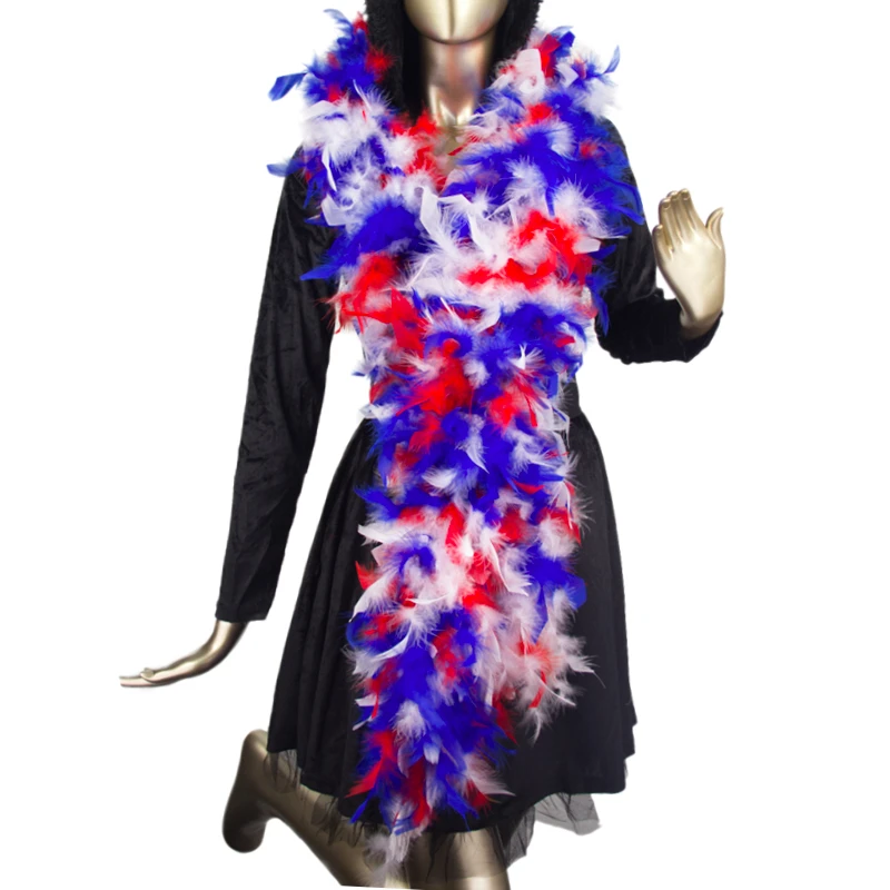 Factory Direct Manufacture Fluffy Turkey Feather Boas for Parades Carnival Dancing Party Mixed Rainbow Feather Boas