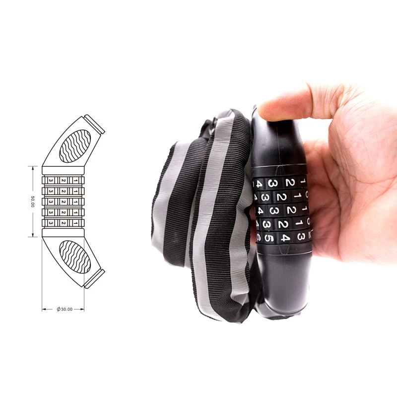 WG0006 Combination Number Outdoor 5-digit Bicycle Accessories Anti-Theft Motorcycle Bike Chain Security Lock