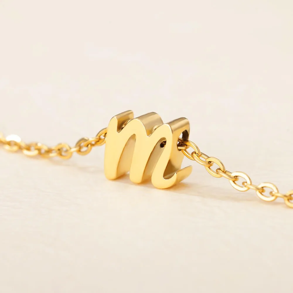 Minimalist Style New Perforated Lowercase Letter Collarbone Necklace Compact Stainless Steel Letter Necklace