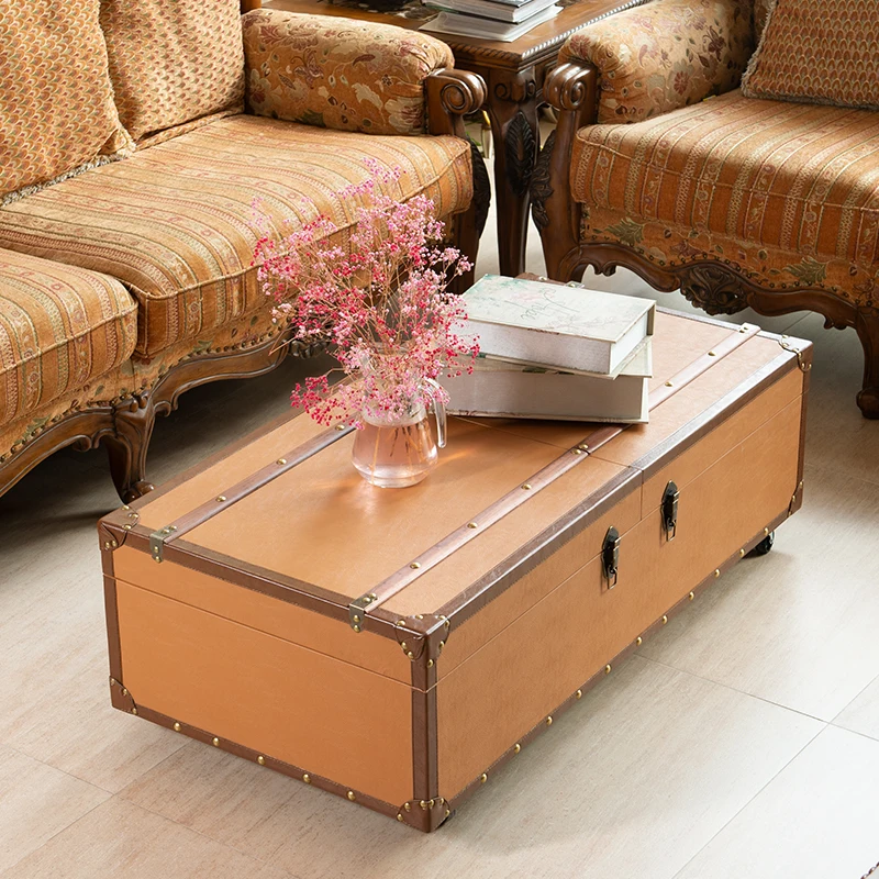 
Modern Style Sliding Wooden Coffee Desk Stores A Wheeled Tea Table 