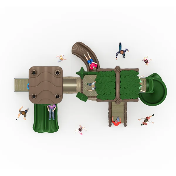 Plastic slide with physical exercise fitness equipment to help children grow