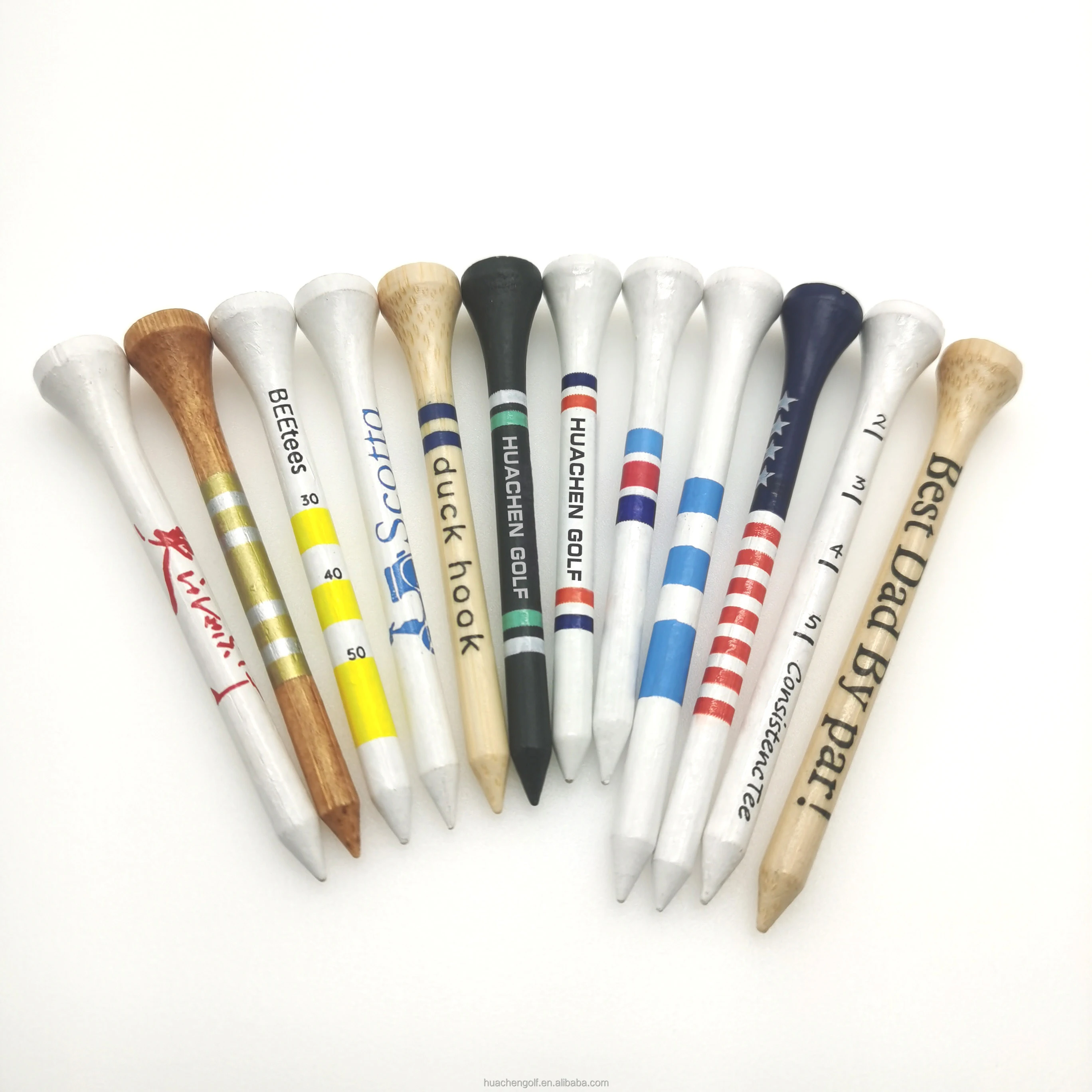 Hot Selling High Quality Custom Logo Printing 54/70/83mm Bamboo Durable Stable Golf Tees