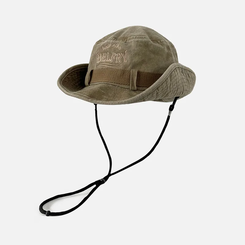 fashion embroidered basin hat pink cowboy vintage washed cotton denim blue jean bucket hats women