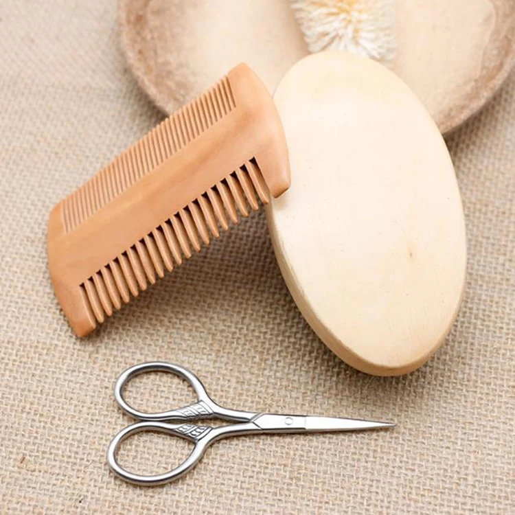 3 шт./компл. щетка для бороды с щетиной кабана, деревянная расческа для бороды, ножницы для усов, набор кистей для бритья бороды, подарок для мужчин