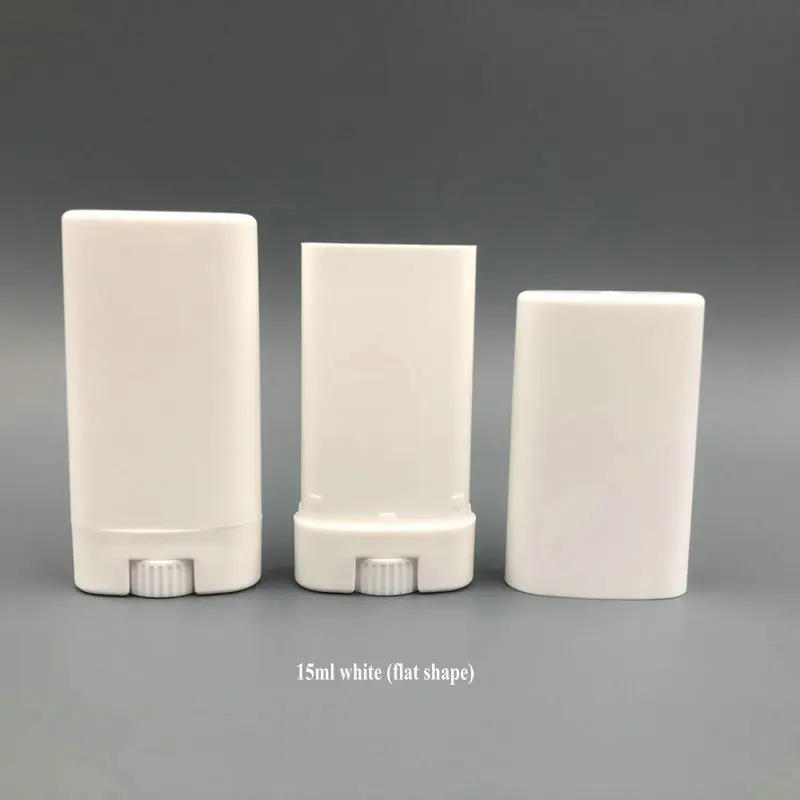 15ml 15g Empty Oval Lip Balm Tube Plastic White Solid Perfume Deodorant Containers Portable Makeup Lipstick Tubes With Lid