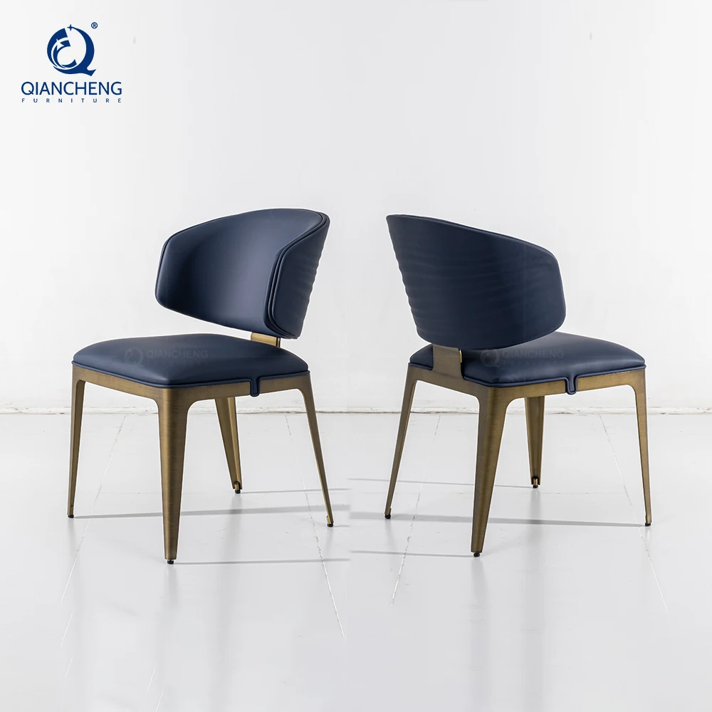 Kitchen dinning restaurant luxe armlehnstuhl bronze brushed brass stainless steel italian leather dining chair for living room