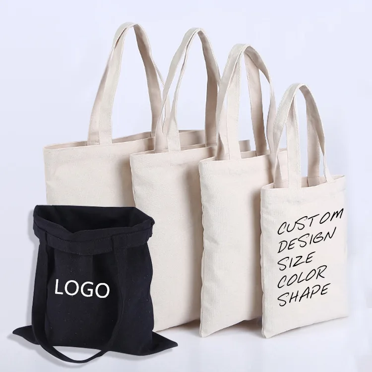 Eco Personalized Design Blank Reusable Shopping Vest Cotton Tote Bag Canvas Tote Bags with Custom Printed Logo for Grocery