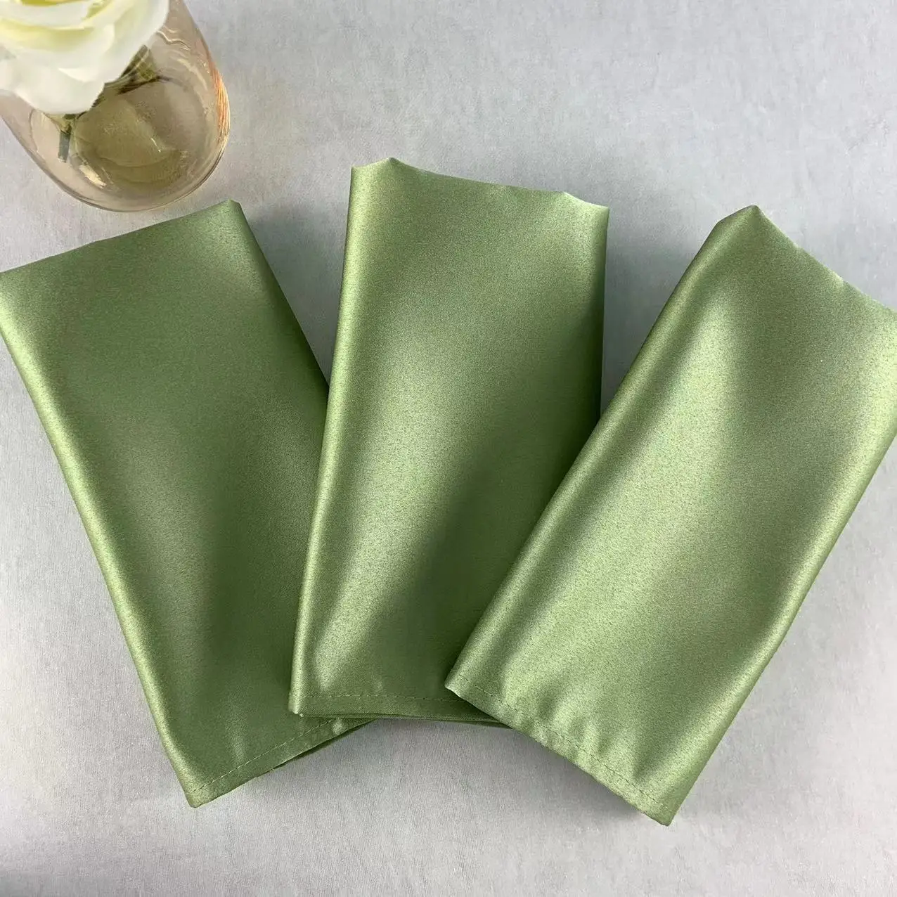 NP064 #49 тканевые салфетки, зеленые тканевые салфетки, свадебные салфетки