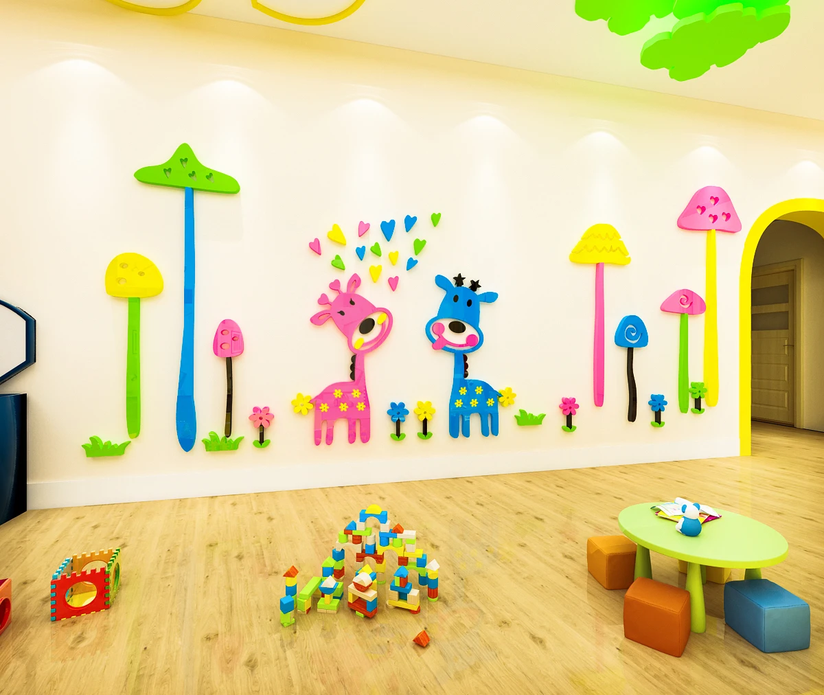 Cartoon Sika Deer 3D acrylic wall decoration home