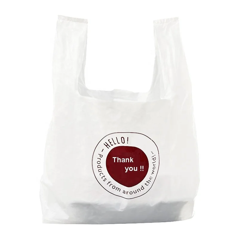 Custom Printing 11.5*6.5*21in HDPE LDPE Thank You Vest handle Grocery Bags Recyclable Supermarket Wholesale T-shirt Shopping Bag