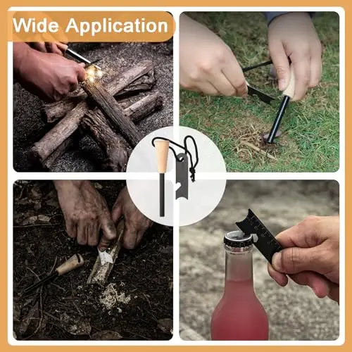 Magnesium Fire Stick Fire Starter rod 2 in 1 flint Camping Hiking Hunting Emergency Rescue