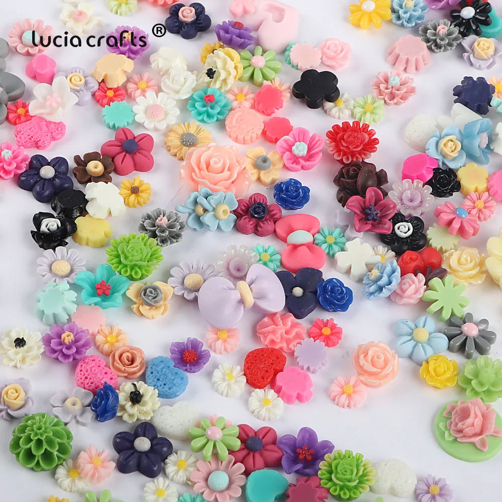 Random Series Diy Crafts Multi options Random Mix Colors shape Flatback Cabochon Mobile Phone Beauty Resin Flower